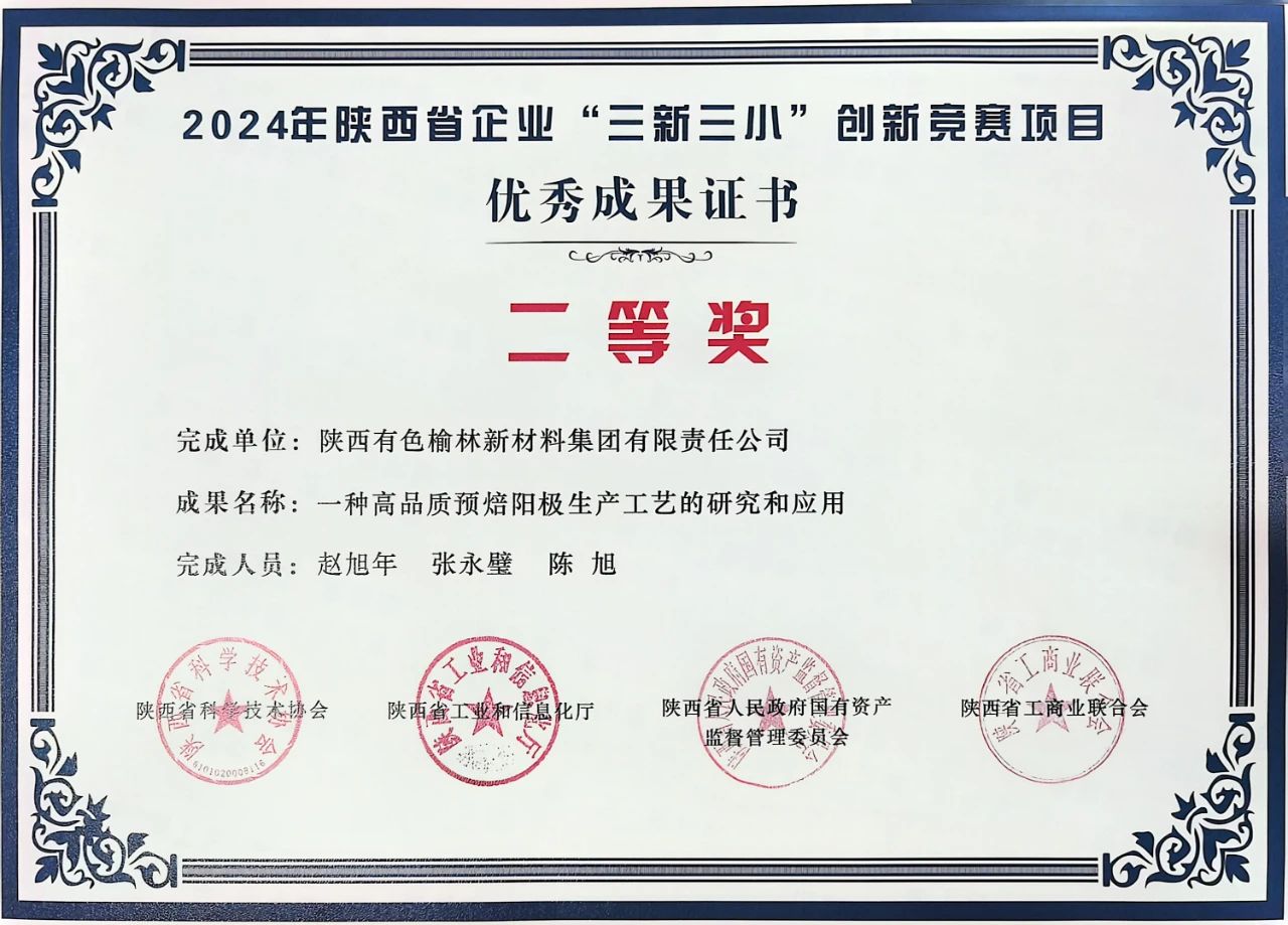 榆林新材料集团荣获2024年陕西省企业“三新三小”创新竞赛多项荣誉